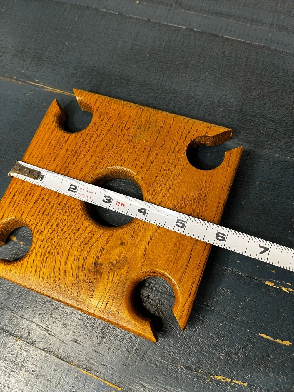 Vintage Solid Wood Wine Glass Bottle Holder Holds 4 Glasses